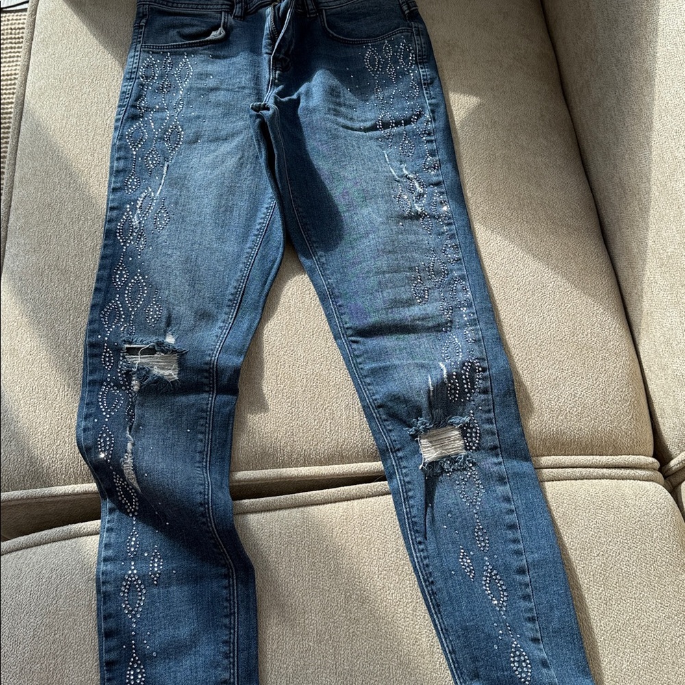 Golden Point Stretch Jeans – Size XS – Made in Italy – Shiny Finish - Picture 4 of 12